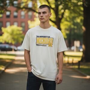 Vintage University of Michigan Wolverines Graphic Tee T-Shirt Mens XL Worn In